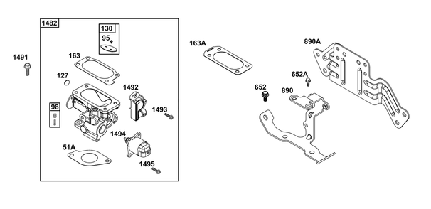 Throttle Body Group Diagram and Parts List for 61G377-0104-J1  Briggs and Stratton Engine